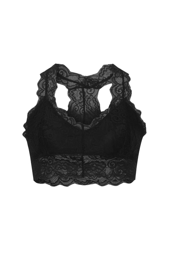 Lace Bralette for Women Plus Size Floral Lace Racerback Breathable Crop Wirefree Bra V Neck No Underwire Comfort Bras