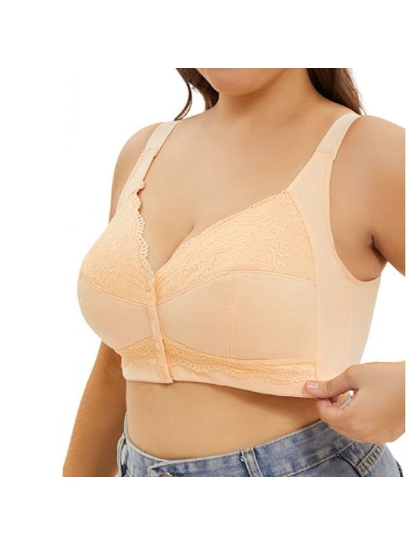 Women's Front Closure Bras Full Coverages Plus Size Underwire Daisys Bras for Older Women Comfort Wireless Everyday Bras