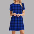 thumbnail image 1 of Under$5 Clearance Rciityk Women's Summer Casual T Shirt Dresses Short Sleeve Beach Sundress Round Neck Boho Vacation Mini Dress, Blue M, 1 of 6