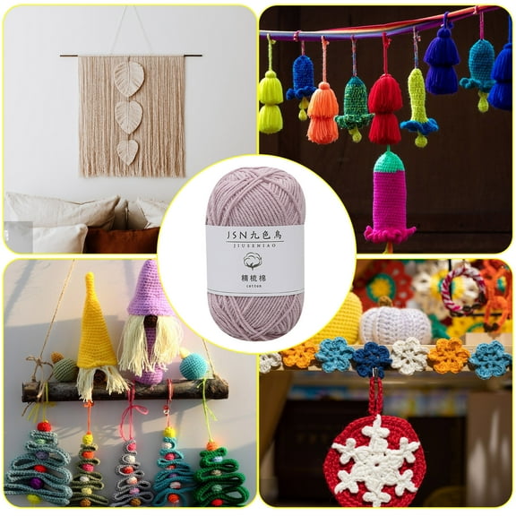 Under $5 Cotton Yarn for Crocheting Hwkonnd 4 Strands Of Combed Milk Cotton Thread Diy Doll Cotton Crochet Thread Wool Ball,(Mauve)
