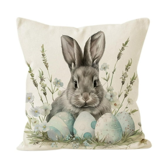 Under 5 Dollars! YZEGDCH Easter Rabbit Throw Pillow Covers 18"x18" Spring & Easter Throw Pillow Case for Sofa, Indoor, Outdoor, Spring Decor for Home