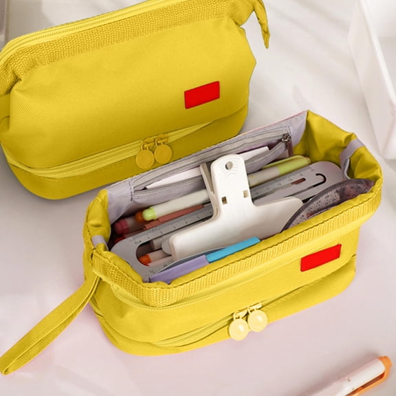 Under 5 Dollars! YZEGDCH Large Pencil Case, Big Capacity Pencil Bag Supply with Triangular Design for Teens