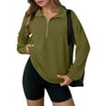 thumbnail image 1 of Under5 EGNMCR Women's Casual Half Zip Quilted Sweatshirts Long Sleeve Lapel Zipper Sweatshirt Loose Pullover Tops with Pockets Fall Winter, 1 of 9