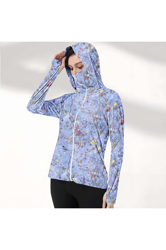 Under5 EGNMCR Women's Sun Protection Hoodie Jacket Lightweight Long Sleeve Sun Shirt for Women with Pocket Hiking Outdoor Fall Winter