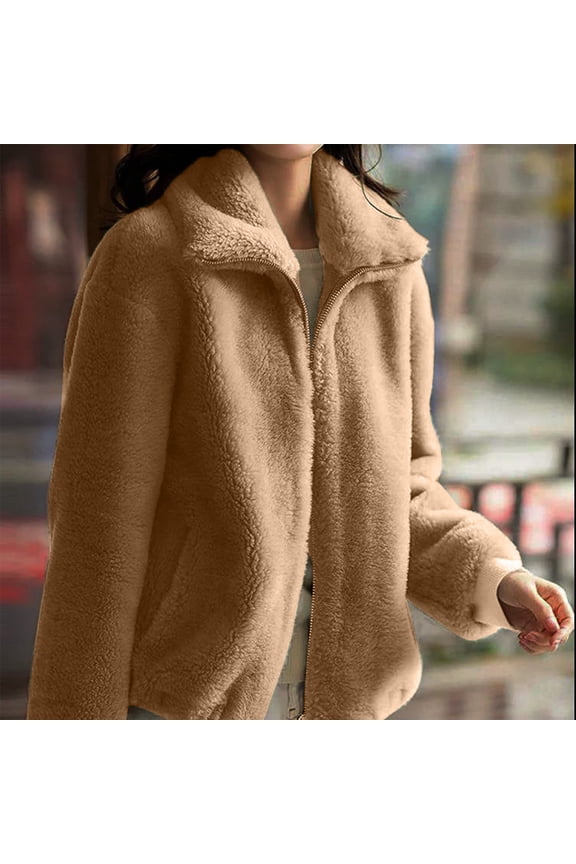 Under5 EGNMCR Womens Cropped Faux Fur Jackets Fleece Winter Coats Jacket Long Sleeve Open Front Fluffy Short Coats Warm Outerwear Fall Clothes Fall Winter