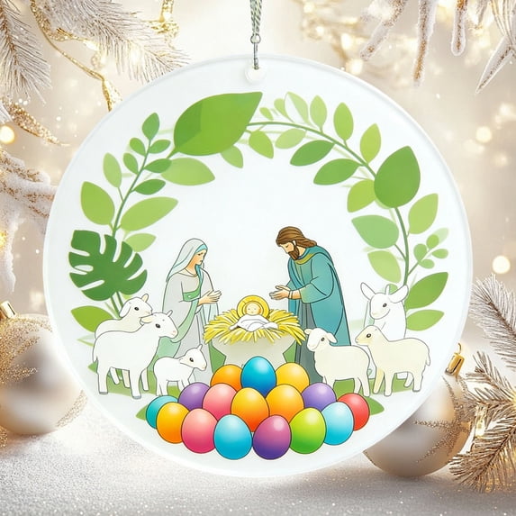 Under $5 Easter Decorations Outdoor Yard Hanging Decor Easter Double Sided Ornament Scene Ornament
