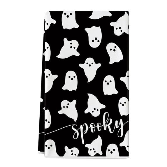 Under $5 Halloween Ghost Dish Towel, Halloween Spooky Kitchen Towels, 60X40Cm Absorbent Cloth, Cute Spooky Holiday Funny Home Kitchen Decor, A
