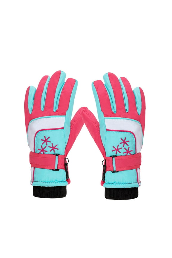 Under $5 Kids Winter Gloves Winter Children Skiing Keep Warm Windproof And Rainproof Velvet Gloves
