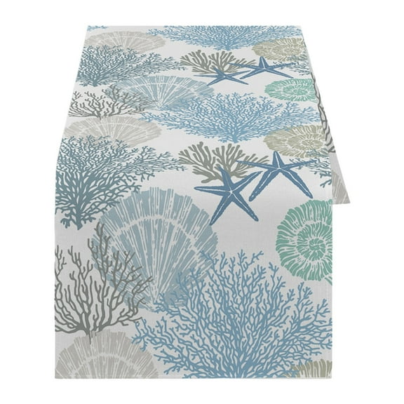 Under $5 Linen Table Runner, Multicolor Table Runner, Coastal Beach Table Runner Cotton Linen Summer Ocean Theme Dining Kitchen Decor, by Cloudqi