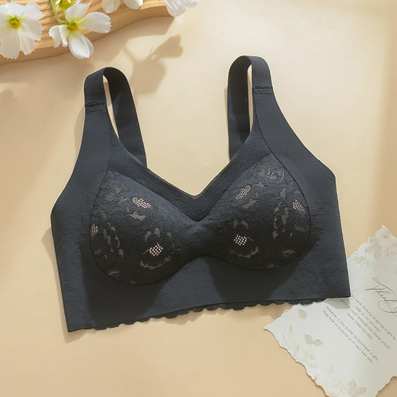 Under $5 No Underwire Bras for Women Plus Size Women Seamless Sports Bra Wirefree Yoga Bra With Removable Pads(Black,XXXL)