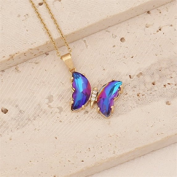 Under 5$ Open Rings for Women Multicolor Gradient Necklace Fashion Temperament Clavicle Chain Jewelry on Clearance