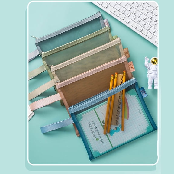 Under $5 Pencil Puch, Morandis Handheld Book Bag Nylon Mesh Transparent Thickened Stationery Homework Toy Storage File Bag