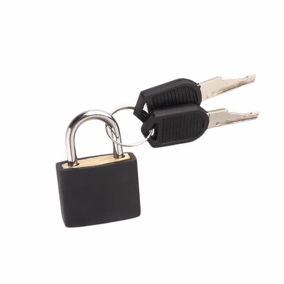 Under $5 Small Locks with Keys, Locker & Luggage Lock, Plastic-Covered Copper Keyed Padlock for Suitcase, Backpack, Boxes, Laptop Bag, 1 Pcs, Black