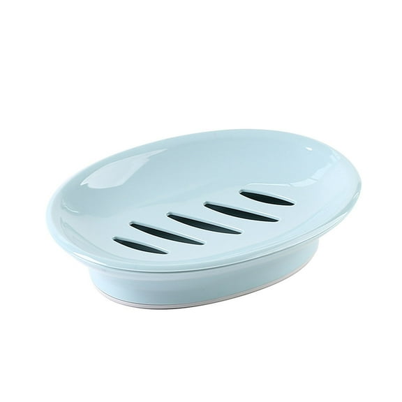 Under 5 $, Soap Box, Loetky Oval Soap Dish Toilet Plastic Simple Soap Dish Double Compartment Drain Bathroom Face Soap Dish, 1*Soap Drain