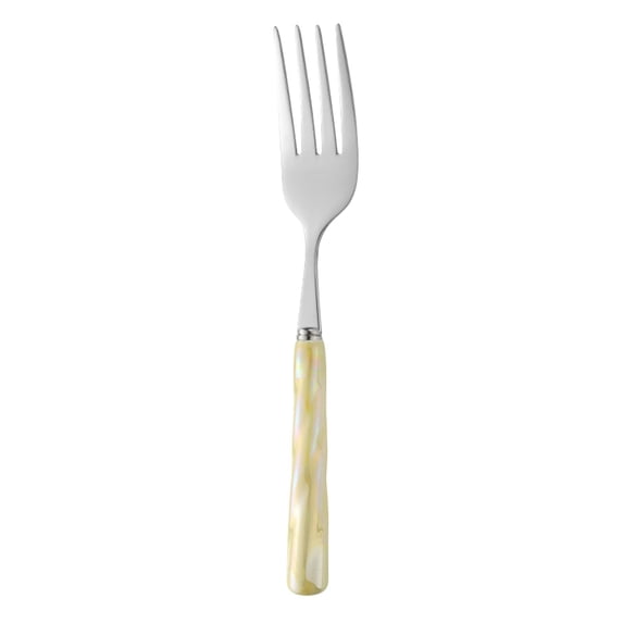Under $5 Stainless Forks And Spoons, Ceramic Handle, 7 Inch Utensils for Table Serving for Home, Restaurant, Yellow 2