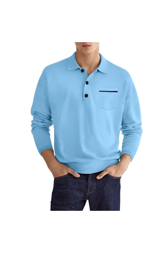 Men's Button Pullover Shirts Lapel with Pocket Long Sleeve Fasion Casual Lightweight Loose Shirts, Available In S to Xxxl