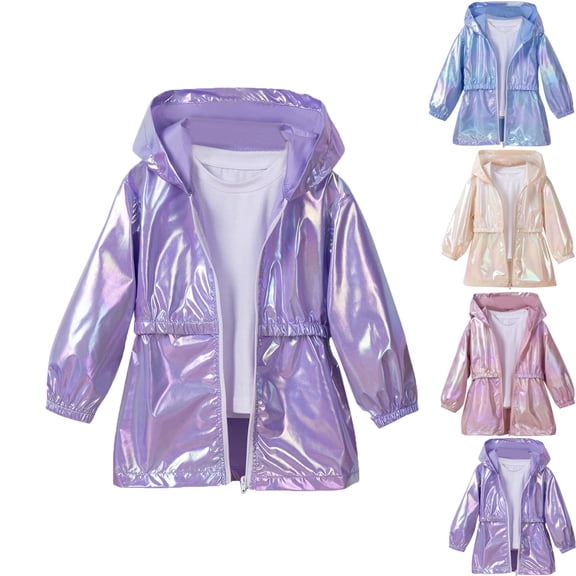 Under$5 Teyfeniy Toddlers Waterproof Hooded Jacket Windbreaker Lightweight Breathable Kids Raincoat Rain Outdoor Easy to Fold High Visibility+ for Boys Girls