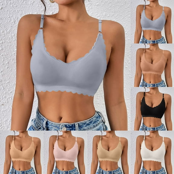 Under $5 ZHUGeLI Cooling Seamless Bra for Women, Wireless Push-Up Sport Bra for Gym Yoga Workout Everyday Bralettes