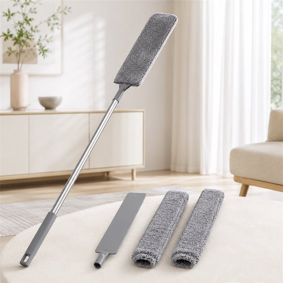 Under Appliance Microfiber Duster Extendable Flexible Flat Head for Furniture High Ceilings & Baseboards