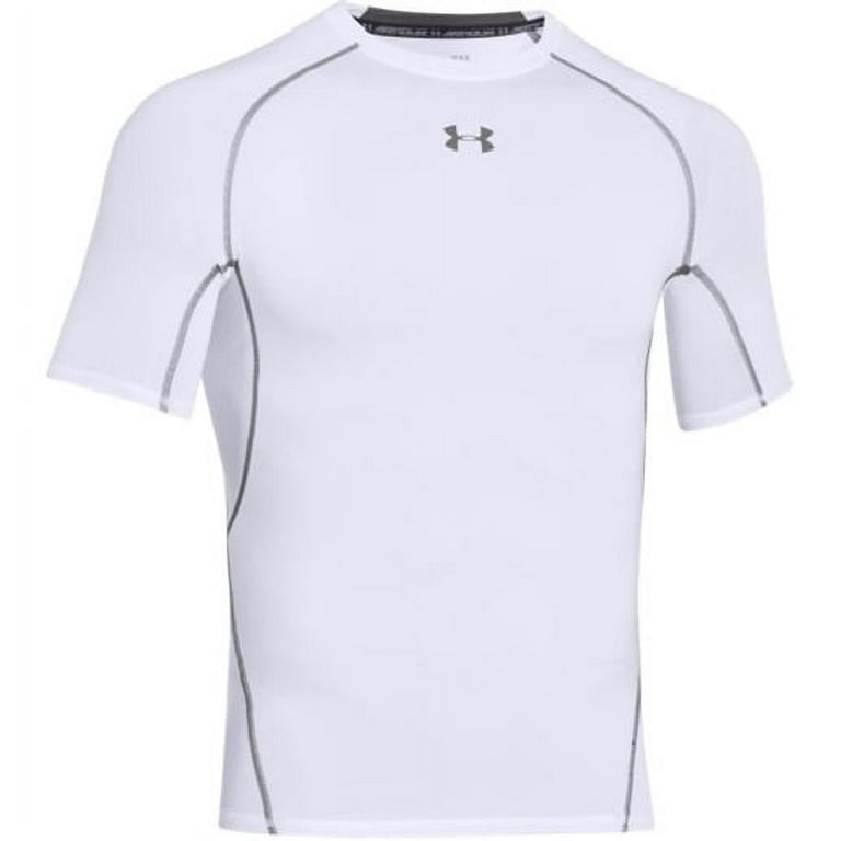 Under Armour 1257468 Men's White Armour HeatGear Short Sleeve Compression  Shirt