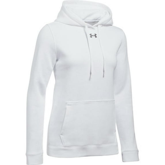 Under Armour 1300261-100: Women's Hustle White/Graphite Fleece Hoodie (Small)