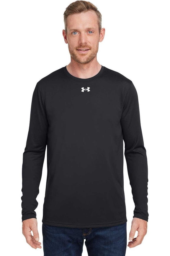 Under Armour 1376843 Men's Team Tech Long-Sleeve T-Shirt - Black White