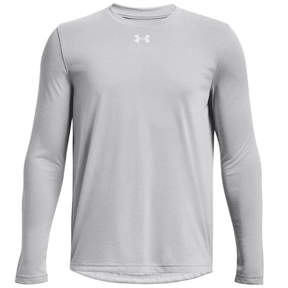 Under Armour 1376843 Men's Team Tech Long-Sleeve T-Shirt - Mod-Gray White