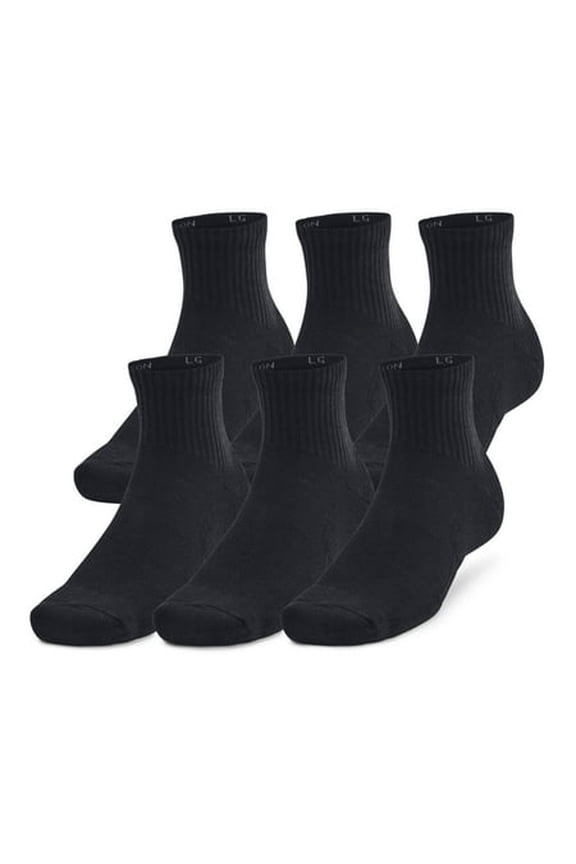 6-Pack Training Cotton Quarter Socks Color: Black Size: MEDIUM
