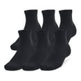 thumbnail image 1 of Under Armour 6-Pack Training Cotton Quarter Socks Color: Black Size: MEDIUM, 1 of 4
