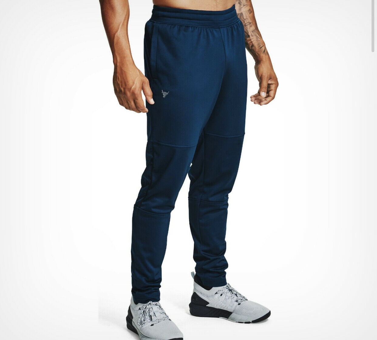 Under Armour Activewear Project Rock Blue Knit Track Pants Pockets Men Size