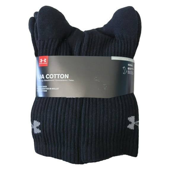 Under Armour Adult Men's Training Cushion Footbed Cotton Crew Sock, 6 Pack (Black, L)