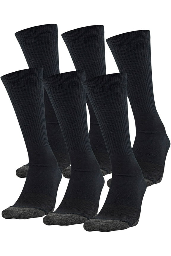 Adult Performance Tech Crew Socks, 6-Pairs, Black, Shoe Size: Mens 4-8.5, Womens 7-10.5