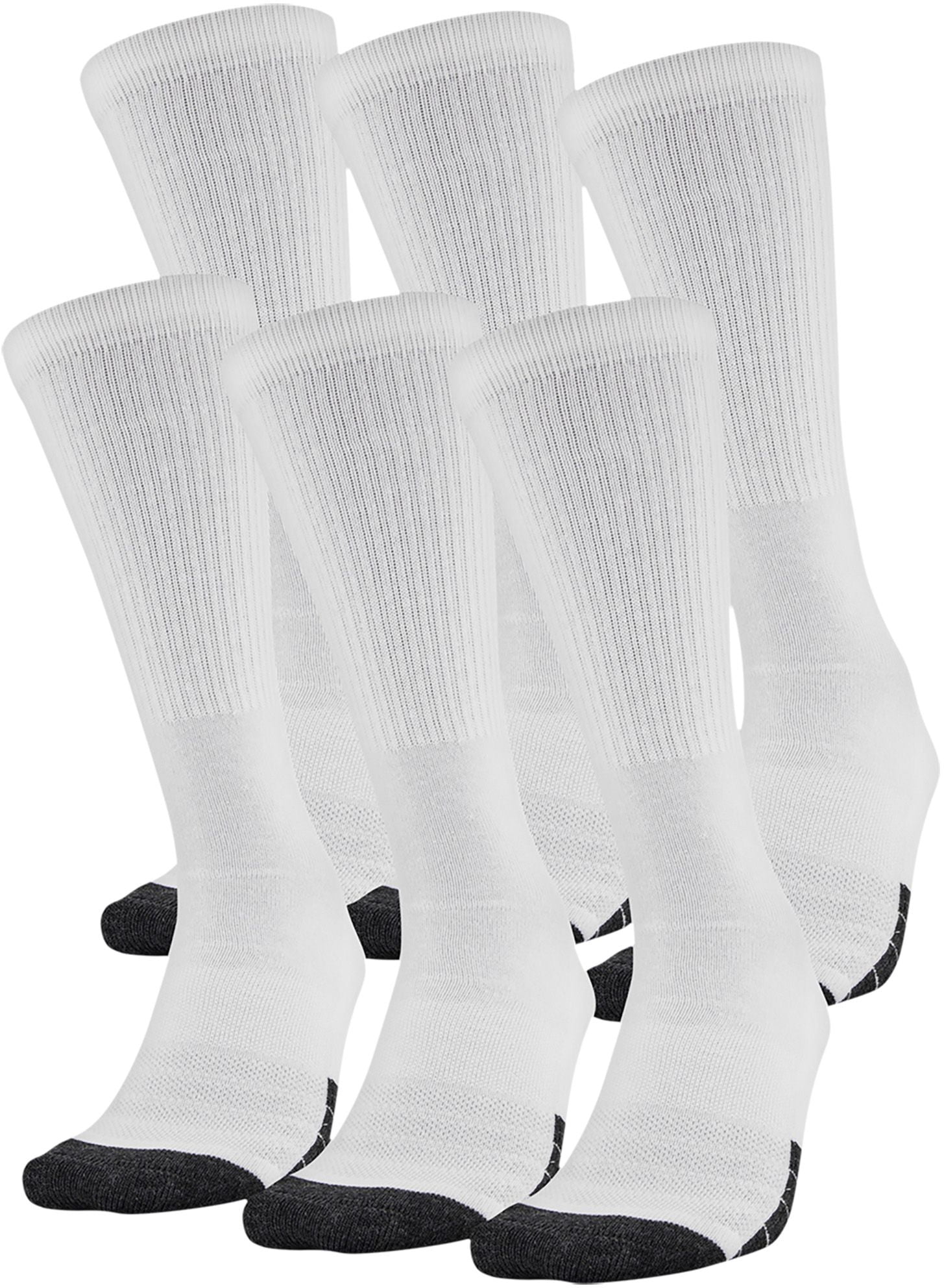 Under Armour Adult Performance Tech Crew Socks, 6-Pairs, White, Shoe Size:  Mens 9-12.5, Womens 11-13 