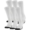 thumbnail image 1 of Under Armour Adult Performance Tech Crew Socks, 6-Pairs, White, Shoe Size: Mens 9-12.5, Womens 11-13, 1 of 9
