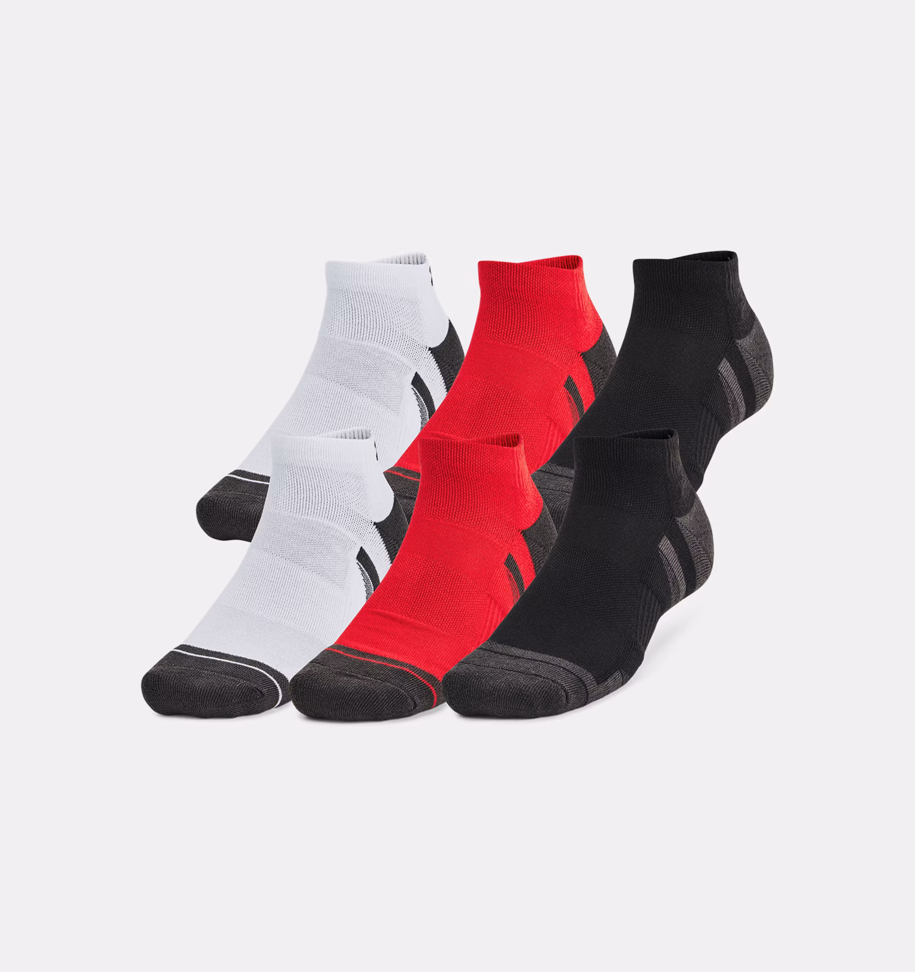 Under Armour Adult Performance Tech Low Cut Socks, 6-Pairs, Red Assorted , Shoe Size: Mens 7-8.5 / Womens 6-10