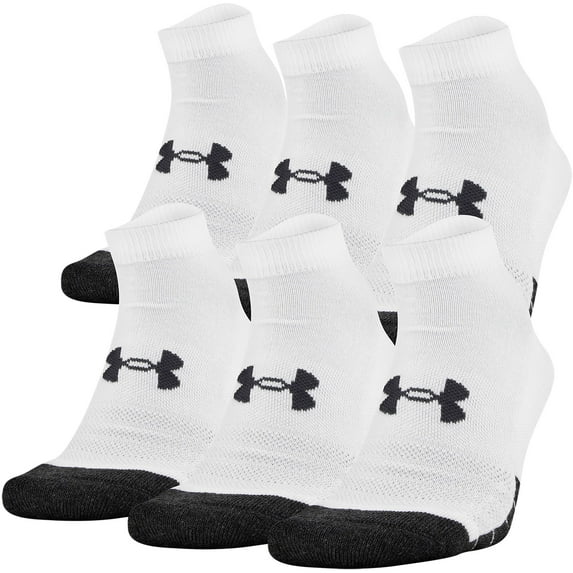 Under Armour Adult Performance Tech Low Cut Socks, 6-Pairs, White, Shoe Size: Mens 13-16