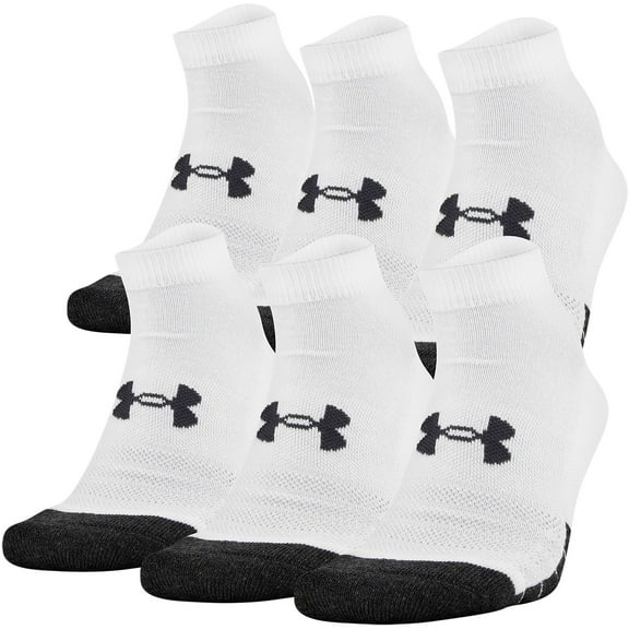 Under Armour Adult Performance Tech Low Cut Socks, 6-Pairs, White, Shoe Size: Mens 4-8.5, Womens 7-10.5
