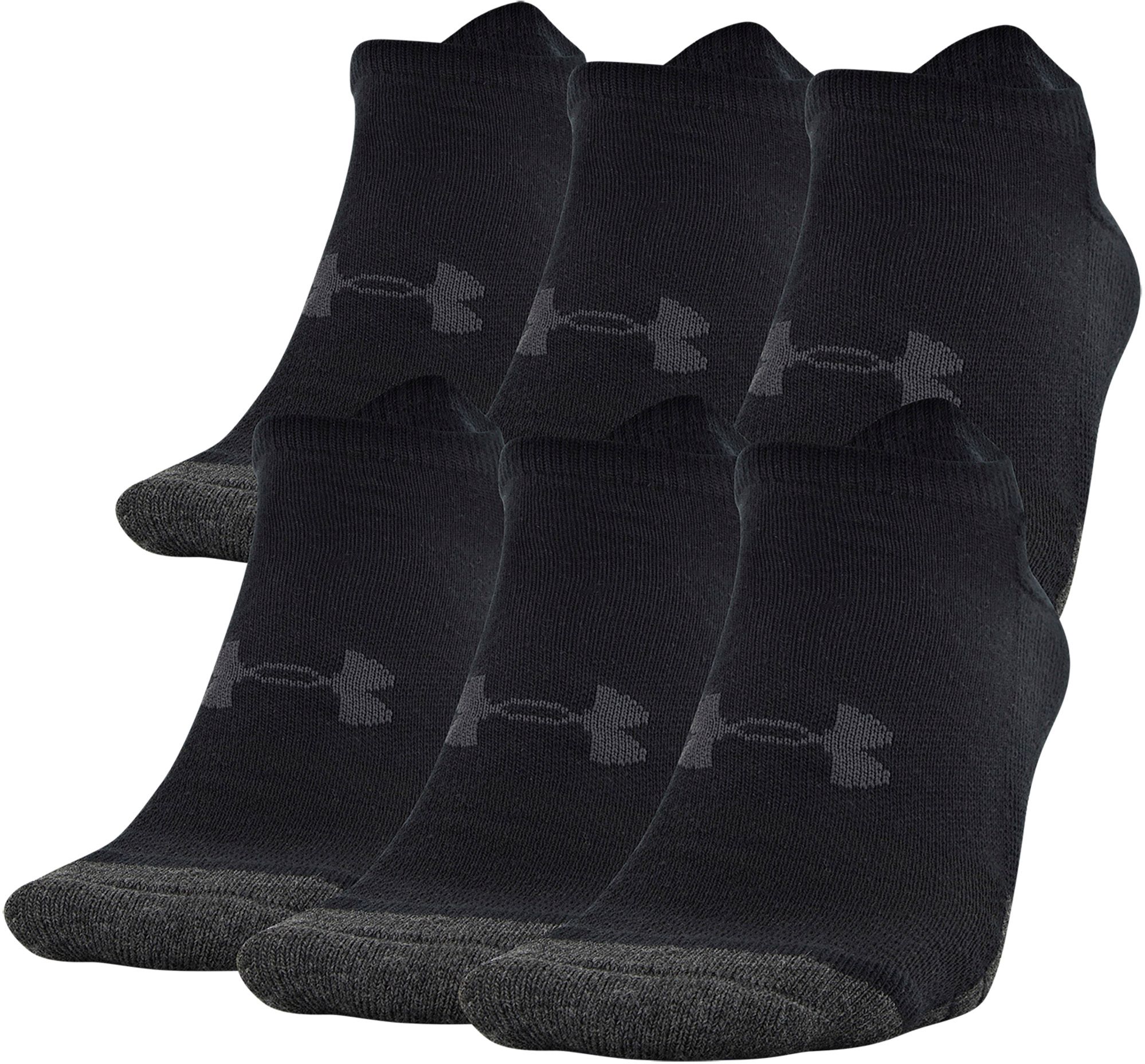 Under Armour Adult Performance Tech No Show Socks, 6-Pairs , Black ...
