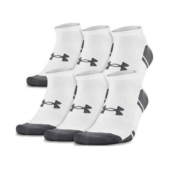 Under Armour Adult Resistor 3.0 No Show Socks, White/Graphite, Large, 6 Pairs