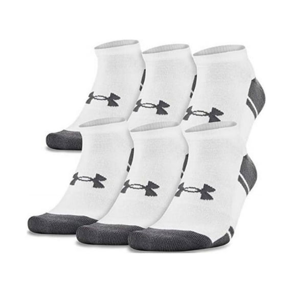 Under Armour Adult Resistor 3.0 No Show Socks, White/Graphite, Medium, 6 Pairs