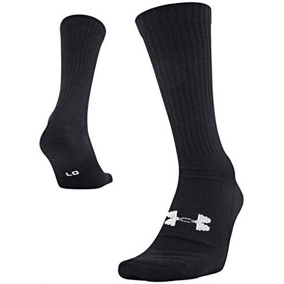 Under Armour Adult Tactical HeatGear Boot Socks, 1-Pair , Black/White , Shoe Size: Mens 4-8, Womens 6-9