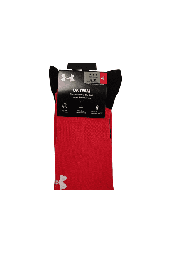 , Team Cushioned OTC Socks, Red, Size: Mens 7-8.5 Women's 6-10