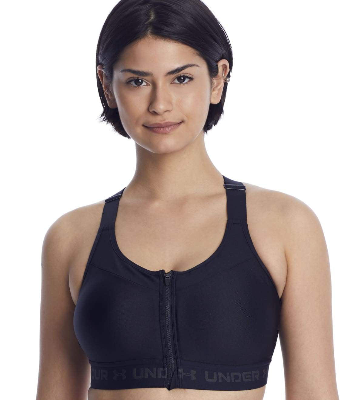 Under Armour BLACK Armour High Crossback Zip Front Sports Bra, US
