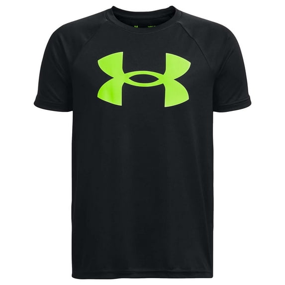 Under Armour Boy's Big Logo Short Sleeve Super Soft T-Shirt, 1363283 (Black/Neon Green (004), L)