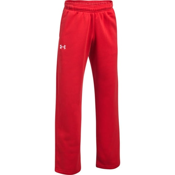 Under Armour Boy's Drawstring Waist Hustle Fleece Straight Leg Pant (Red, L)