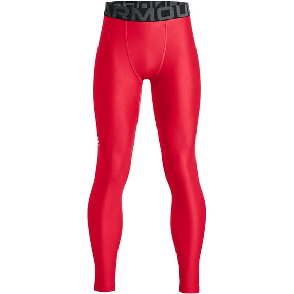 Under Armour Boy's HeatGear Armour Leggings (Red/White, L)