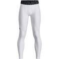 thumbnail image 1 of Under Armour Boy's HeatGear Armour Leggings (White/Black, M), 1 of 2