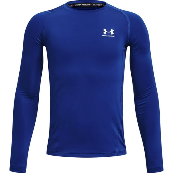 Under Armour Boy's HeatGear Armour Long Sleeve Shirt (Royal/White, S)