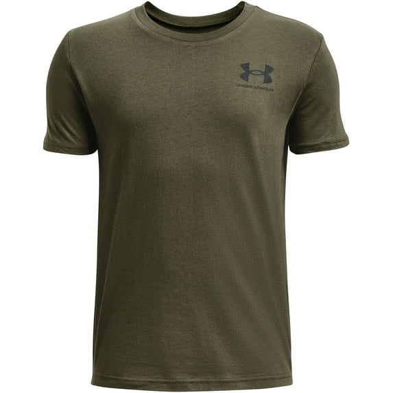 Under Armour Boy's Sportstyle Left Chest Short Sleeve T-Shirt (Marine Od Green/Black, S)