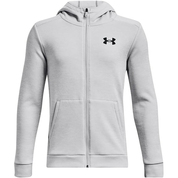 Under Armour Boys ArmourFleece Full Zip Hoodie, 014 Halo Gray / / Black, Youth X-Large